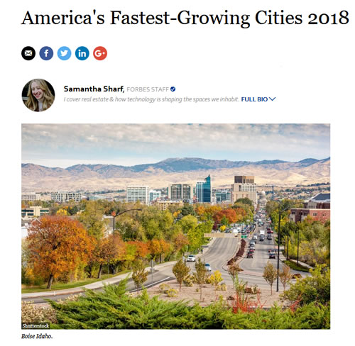 Forbes Article - America's Fastest Growing Cities 2018